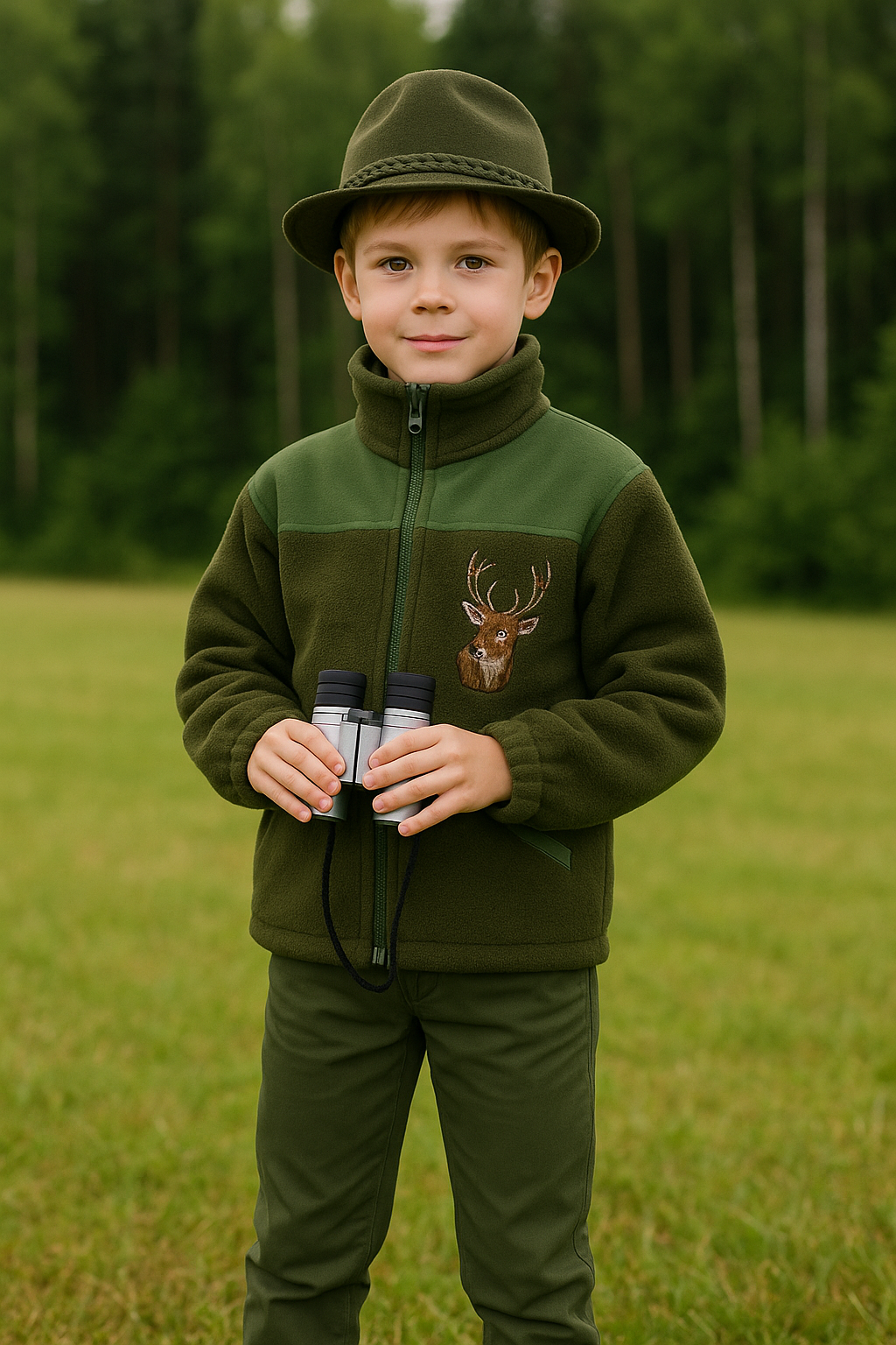 chlapec  smikina klobuk a dalekohlad